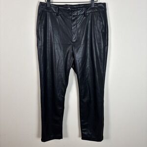 Gap Black Faux Leather Vegan Pants Womens Sz 10 New Moto Pockets $89.95